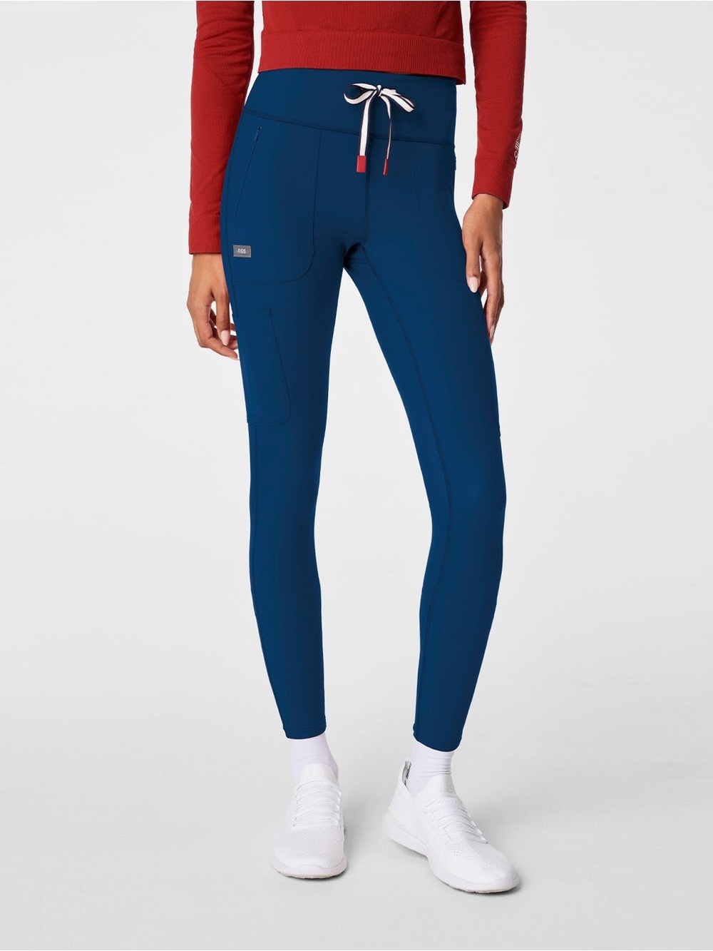 Figs X Team USA Medical Scrub leggings Size Medium Navy Blue Drawstring